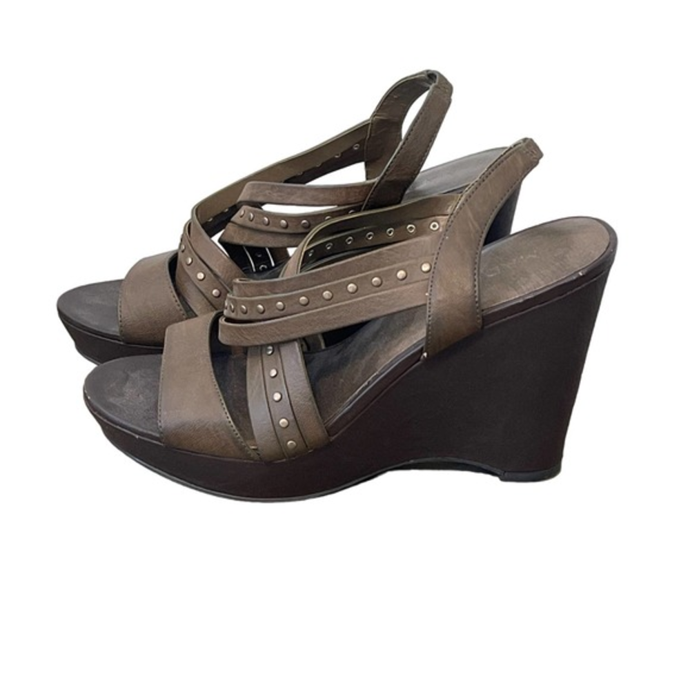 Madison MDVerona Dark Green Platform Wedge Sandals‎ Size 8 Pre-owned
